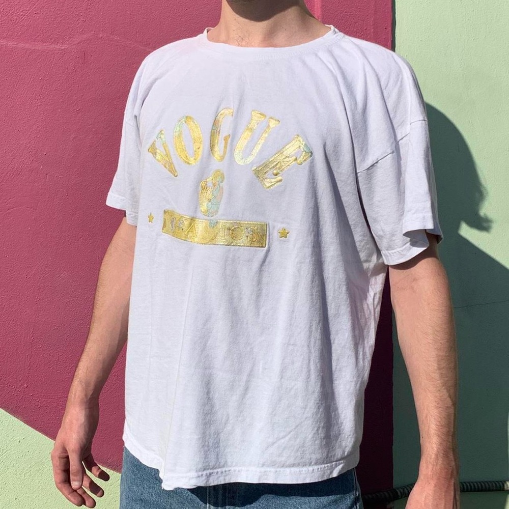 white and gold ‘vogue classics’ t-shirt